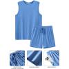 Ekouaer Men’s Pajamas Set Workout Tank Top Pjs Sets with Shorts 2 Piece Soft Sleeveless Casual Sleep Shirts Loungewear S-XXL(Peacock Blue)