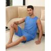 Ekouaer Men’s Pajamas Set Workout Tank Top Pjs Sets with Shorts 2 Piece Soft Sleeveless Casual Sleep Shirts Loungewear S-XXL(Peacock Blue)
