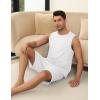Ekouaer Men’s Pajamas Set Workout Tank Top Pjs Sets with Shorts 2 Piece Soft Sleeveless Casual Sleep Shirts Loungewear S-XXL(White)