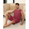 Ekouaer Men’s Pajamas Set Workout Tank Top Pjs Sets with Shorts 2 Piece Soft Sleeveless Casual Sleep Shirts Loungewear S-XXL(Wine Red)