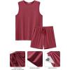 Ekouaer Men’s Pajamas Set Workout Tank Top Pjs Sets with Shorts 2 Piece Soft Sleeveless Casual Sleep Shirts Loungewear S-XXL(Wine Red)