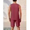 Ekouaer Men’s Pajamas Set Workout Tank Top Pjs Sets with Shorts 2 Piece Soft Sleeveless Casual Sleep Shirts Loungewear S-XXL(Wine Red)