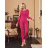 Ekouaer Womens Thermal Underwear Sets Long Johns Long Sleeve Base Layer Pajama Top and Leggings Set Cold Weather S-XXL(Rose Red)