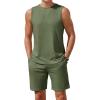 Ekouaer Men’s Pajamas Set Workout Tank Top Pjs Sets with Shorts 2 Piece Soft Sleeveless Casual Sleep Shirts Loungewear S-XXL(Army Green)