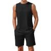 Ekouaer Men’s Pajamas Set Workout Tank Top Pjs Sets with Shorts 2 Piece Soft Sleeveless Casual Sleep Shirts Loungewear S-XXL(Black)