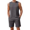Ekouaer Men’s Pajamas Set Workout Tank Top Pjs Sets with Shorts 2 Piece Soft Sleeveless Casual Sleep Shirts Loungewear S-XXL(Dark Flower Grey)