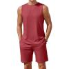 Ekouaer Men’s Pajamas Set Workout Tank Top Pjs Sets with Shorts 2 Piece Soft Sleeveless Casual Sleep Shirts Loungewear S-XXL(Dark Red)