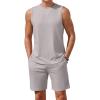 Ekouaer Men’s Pajamas Set Workout Tank Top Pjs Sets with Shorts 2 Piece Soft Sleeveless Casual Sleep Shirts Loungewear S-XXL(Light Grey)