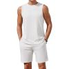 Ekouaer Men’s Pajamas Set Workout Tank Top Pjs Sets with Shorts 2 Piece Soft Sleeveless Casual Sleep Shirts Loungewear S-XXL(White)