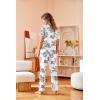Avidlove Women Pajamas Set Notch Collar Soft Sleepwear Pjs Short Sleeve Button Down Nightwear with Long Pants(Maple Flower Pat23)