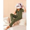 Avidlove Women Pajamas Set Notch Collar Soft Sleepwear Pjs Short Sleeve Button Down Nightwear with Long Pants(N-army Green)