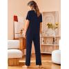 Avidlove Women Pajamas Set Notch Collar Soft Sleepwear Pjs Short Sleeve Button Down Nightwear with Long Pants(Navy Blue)