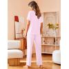 Avidlove Women Pajamas Set Notch Collar Soft Sleepwear Pjs Short Sleeve Button Down Nightwear with Long Pants(Pink Stripe)