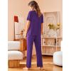 Avidlove Women Pajamas Set Notch Collar Soft Sleepwear Pjs Short Sleeve Button Down Nightwear with Long Pants(Purple)