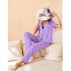 Avidlove Women Pajamas Set Notch Collar Soft Sleepwear Pjs Short Sleeve Button Down Nightwear with Long Pants(Purple With White Dots)