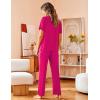 Avidlove Women Pajamas Set Notch Collar Soft Sleepwear Pjs Short Sleeve Button Down Nightwear with Long Pants(Rose Red)