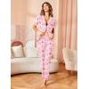 Avidlove Women Pajamas Set Notch Collar Soft Sleepwear Pjs Short Sleeve Button Down Nightwear with Long Pants(Teddy Bear -Pink Apricot Striped)