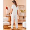 Avidlove Women Pajamas Set Notch Collar Soft Sleepwear Pjs Short Sleeve Button Down Nightwear with Long Pants(White)