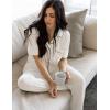 Avidlove Women Pajamas Set Notch Collar Soft Sleepwear Pjs Short Sleeve Button Down Nightwear with Long Pants(White)