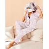 Avidlove Women Pajamas Set Notch Collar Soft Sleepwear Pjs Short Sleeve Button Down Nightwear with Long Pants(White With Pink & Green Floral Print)