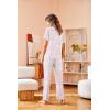 Avidlove Women Pajamas Set Notch Collar Soft Sleepwear Pjs Short Sleeve Button Down Nightwear with Long Pants(White With Pink & Green Floral Print)