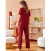 Avidlove Women Pajamas Set Notch Collar Soft Sleepwear Pjs Short Sleeve Button Down Nightwear with Long Pants(Wine Red)