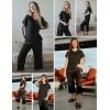 Ekouaer 2 Pack Women’s Capri Pajama Sets Short Sleeve Two-Piece Pjs V Neck Tops & Pants Printed Lounge Sets S-3XL(Black Flower+black)