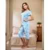 Ekouaer 2 Pack Women’s Capri Pajama Sets Short Sleeve Two-Piece Pjs V Neck Tops & Pants Printed Lounge Sets S-3XL(Gp10)