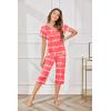 Ekouaer 2 Pack Women’s Capri Pajama Sets Short Sleeve Two-Piece Pjs V Neck Tops & Pants Printed Lounge Sets S-3XL(Gp14)