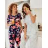 Ekouaer 2 Pack Women’s Capri Pajama Sets Short Sleeve Two-Piece Pjs V Neck Tops & Pants Printed Lounge Sets S-3XL(Gp4)