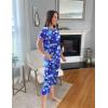 Ekouaer 2 Pack Women’s Capri Pajama Sets Short Sleeve Two-Piece Pjs V Neck Tops & Pants Printed Lounge Sets S-3XL(Gp6)