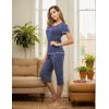 Ekouaer 2 Pack Women’s Capri Pajama Sets Short Sleeve Two-Piece Pjs V Neck Tops & Pants Printed Lounge Sets S-3XL(Gp9)