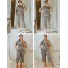 Ekouaer 2 Pack Women’s Capri Pajama Sets Short Sleeve Two-Piece Pjs V Neck Tops & Pants Printed Lounge Sets S-3XL(Grey Star+leopard)