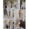 Ekouaer 2 Pack Women’s Capri Pajama Sets Short Sleeve Two-Piece Pjs V Neck Tops & Pants Printed Lounge Sets S-3XL(Grey Star+leopard)