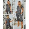 Ekouaer 2 Pack Women’s Capri Pajama Sets Short Sleeve Two-Piece Pjs V Neck Tops & Pants Printed Lounge Sets S-3XL(Grey Star+leopard)