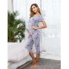 Ekouaer 2 Pack Women’s Capri Pajama Sets Short Sleeve Two-Piece Pjs V Neck Tops & Pants Printed Lounge Sets S-3XL(Owls+enjoy Night)