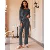 Ekouaer 2 Pack Womens Pajama Sets Long Sleeve Pjs Lounge Set Soft Comfy Sleepwear Winter Loungewear(Gray/Blue Flower)