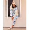 Ekouaer 2 Pack Womens Pajama Sets Long Sleeve Pjs Lounge Set Soft Comfy Sleepwear Winter Loungewear(Gray/Blue Flower)