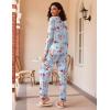 Ekouaer 2 Pack Womens Pajama Sets Long Sleeve Pjs Lounge Set Soft Comfy Sleepwear Winter Loungewear(Gray/Blue Flower)