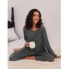 Ekouaer 2 Pack Womens Pajama Sets Long Sleeve Pjs Lounge Set Soft Comfy Sleepwear Winter Loungewear(Gray/Blue Flower)