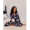 Ekouaer 2 Pack Womens Pajama Sets Long Sleeve Pjs Lounge Set Soft Comfy Sleepwear Winter Loungewear(Green Flower/Black Flower)