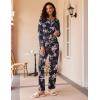Ekouaer 2 Pack Womens Pajama Sets Long Sleeve Pjs Lounge Set Soft Comfy Sleepwear Winter Loungewear(Green Flower/Black Flower)