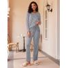 Ekouaer 2 Pack Womens Pajama Sets Long Sleeve Pjs Lounge Set Soft Comfy Sleepwear Winter Loungewear(Lilac Dots/Gray Stripe)