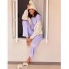 Ekouaer 2 Pack Womens Pajama Sets Long Sleeve Pjs Lounge Set Soft Comfy Sleepwear Winter Loungewear(Lilac Dots/Gray Stripe)