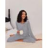 Ekouaer 2 Pack Womens Pajama Sets Long Sleeve Pjs Lounge Set Soft Comfy Sleepwear Winter Loungewear(Lilac Dots/Gray Stripe)