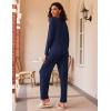 Ekouaer 2 Pack Womens Pajama Sets Long Sleeve Pjs Lounge Set Soft Comfy Sleepwear Winter Loungewear(Navy/Navy Flower)