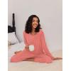Ekouaer 2 Pack Womens Pajama Sets Long Sleeve Pjs Lounge Set Soft Comfy Sleepwear Winter Loungewear(Red Stripe/Black Dots)