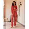 Ekouaer 2 Pack Womens Pajama Sets Long Sleeve Pjs Lounge Set Soft Comfy Sleepwear Winter Loungewear(Red Teddy/Green Teddy)