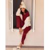 Ekouaer 2 Pack Womens Pajama Sets Long Sleeve Pjs Lounge Set Soft Comfy Sleepwear Winter Loungewear(Wine Red/Black Flower)