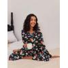 Ekouaer 2 Pack Womens Pajama Sets Long Sleeve Pjs Lounge Set Soft Comfy Sleepwear Winter Loungewear(Wine Red/Black Flower)